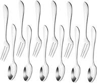 🍽️ premium stainless steel tea dinner server spoon and cake fruit forks set - elegant kitchen accessory for wedding party, desserts, salads, appetizers, and cocktails (12pcs: 6 forks + 6 spoons) logo