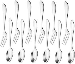 img 4 attached to 🍽️ Premium Stainless Steel Tea Dinner Server Spoon and Cake Fruit Forks Set - Elegant Kitchen Accessory for Wedding Party, Desserts, Salads, Appetizers, and Cocktails (12pcs: 6 Forks + 6 Spoons)