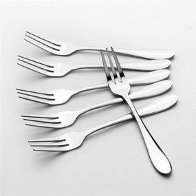 img 1 attached to 🍽️ Premium Stainless Steel Tea Dinner Server Spoon and Cake Fruit Forks Set - Elegant Kitchen Accessory for Wedding Party, Desserts, Salads, Appetizers, and Cocktails (12pcs: 6 Forks + 6 Spoons)