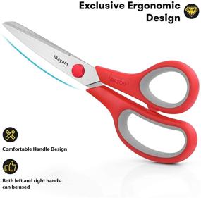 img 2 attached to ✂️ Ultra Sharp Scissors 3-Pack for Office, Home, and School by iBayam - Multipurpose Shears with Comfort-Grip Handles, Sturdy Construction for Sewing, Crafting, and Fabric Supplies - Right/Left Handed