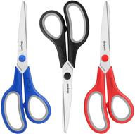 ✂️ ultra sharp scissors 3-pack for office, home, and school by ibayam - multipurpose shears with comfort-grip handles, sturdy construction for sewing, crafting, and fabric supplies - right/left handed logo