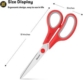 img 1 attached to ✂️ Ultra Sharp Scissors 3-Pack for Office, Home, and School by iBayam - Multipurpose Shears with Comfort-Grip Handles, Sturdy Construction for Sewing, Crafting, and Fabric Supplies - Right/Left Handed