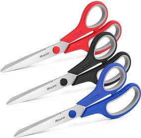 img 3 attached to ✂️ Ultra Sharp Scissors 3-Pack for Office, Home, and School by iBayam - Multipurpose Shears with Comfort-Grip Handles, Sturdy Construction for Sewing, Crafting, and Fabric Supplies - Right/Left Handed