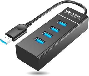 img 4 attached to 💻 Wavlink USB 3.0 4 Vertical Port Bus-Powered Hub for Windows Mac - Efficient Black Hub with 18cm Tail Cable