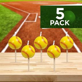 img 2 attached to 🥎 Girls' Fastpitch Softball Birthday Candles - Extra Innings Collection by Havercamp (5 pack, spherical balls on picks)