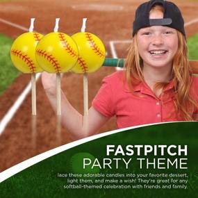 img 3 attached to 🥎 Girls' Fastpitch Softball Birthday Candles - Extra Innings Collection by Havercamp (5 pack, spherical balls on picks)