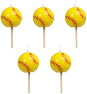 🥎 girls' fastpitch softball birthday candles - extra innings collection by havercamp (5 pack, spherical balls on picks) logo