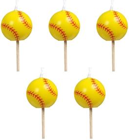 img 4 attached to 🥎 Girls' Fastpitch Softball Birthday Candles - Extra Innings Collection by Havercamp (5 pack, spherical balls on picks)