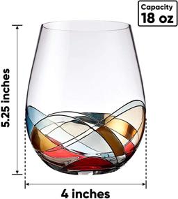 img 1 attached to 🍷 Set of 2 Bezrat Stemless Wine Glasses – Hand Painted, Large Capacity, Lead-Free Crystal, Essential Wine Gift, 18 Ounces (Red & White)