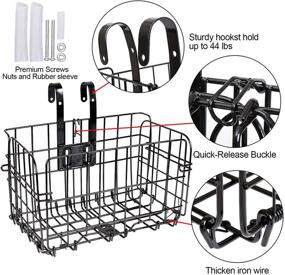 img 2 attached to 🚲 2-Pack Folding Rear Bike Basket | Rust-Proof Detachable Wire Mesh Bicycle Frame Basket | Front Hanging Bike Basket | Mountain Bike Cargo Rack with Fold-Up Design