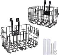 🚲 2-pack folding rear bike basket | rust-proof detachable wire mesh bicycle frame basket | front hanging bike basket | mountain bike cargo rack with fold-up design logo