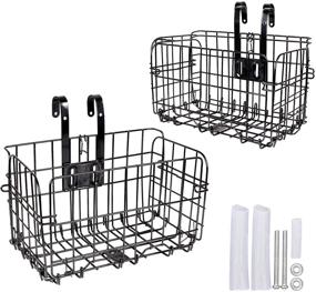 img 4 attached to 🚲 2-Pack Folding Rear Bike Basket | Rust-Proof Detachable Wire Mesh Bicycle Frame Basket | Front Hanging Bike Basket | Mountain Bike Cargo Rack with Fold-Up Design