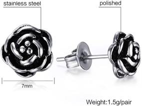 img 3 attached to 🌹 Jude Jewelers Retro Vintage Stainless Steel Flower Rose Earrings - Hypoallergenic Statement Party Accessory (Silver)