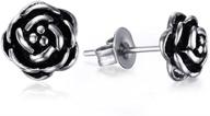 🌹 jude jewelers retro vintage stainless steel flower rose earrings - hypoallergenic statement party accessory (silver) logo