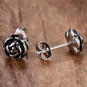 img 1 attached to 🌹 Jude Jewelers Retro Vintage Stainless Steel Flower Rose Earrings - Hypoallergenic Statement Party Accessory (Silver)