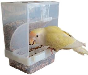 img 1 attached to 🐦 No Mess Pet Feeder Seed Food Container Perch Cage Accessories for Budgerigar Canary Cockatiel Finch Parakeet - Hypeety Automatic Bird Feeder