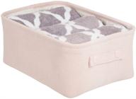 mdesign soft cotton fabric storage organizer bin basket with lined interior and carrying handles for bathroom vanity, cabinet, shelf, countertop - wide - light pink/blush logo