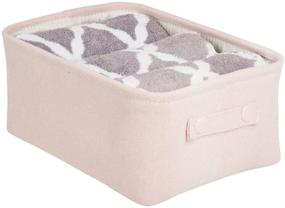 img 4 attached to mDesign Soft Cotton Fabric Storage Organizer Bin Basket with Lined Interior and Carrying Handles for Bathroom Vanity, Cabinet, Shelf, Countertop - Wide - Light Pink/Blush