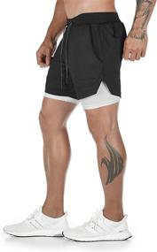 img 1 attached to FLYFIREFLY Men's Lightweight Gym Yoga Training Sport Shorts 7" - 2-in-1 Workout Running Shorts for Maximum Performance
