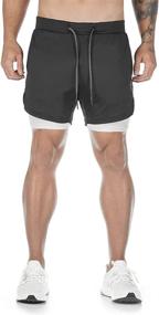 img 2 attached to FLYFIREFLY Men's Lightweight Gym Yoga Training Sport Shorts 7" - 2-in-1 Workout Running Shorts for Maximum Performance