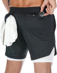 img 3 attached to FLYFIREFLY Men's Lightweight Gym Yoga Training Sport Shorts 7" - 2-in-1 Workout Running Shorts for Maximum Performance