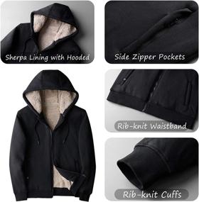 img 1 attached to Men's Fleece Jackets Sherpa Lined Sweatshirt - Heavyweight, Thick, and Warm with Zipper Pockets