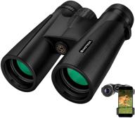 binoteck 12x42 bird-watching binoculars for adults - compact hd vision binoculars for travel, hunting, concerts, opera, sports - bak4 prism, fmc lens - includes phone mount, strap, carrying bag logo