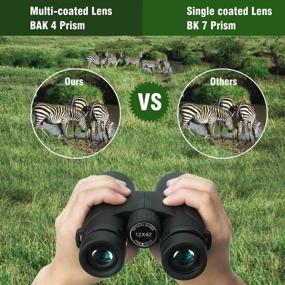 img 1 attached to Binoteck 12x42 Bird-Watching Binoculars for Adults - Compact HD Vision Binoculars for Travel, Hunting, Concerts, Opera, Sports - BAK4 Prism, FMC Lens - Includes Phone Mount, Strap, Carrying Bag