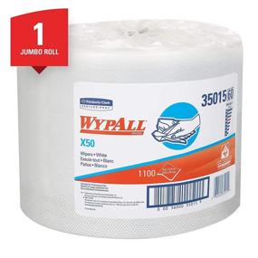 img 3 attached to 🧻 Wypall X50 Disposable Cloths (35015): Strong, Extended Use Jumbo Roll, 1,100 White Sheets