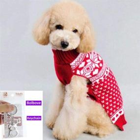 img 1 attached to Bolbove Pet Red Snowflake Turtleneck Sweater: Cozy Knitwear for Small Dogs & Cats