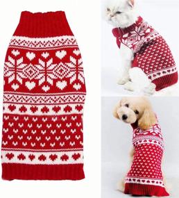 img 4 attached to Bolbove Pet Red Snowflake Turtleneck Sweater: Cozy Knitwear for Small Dogs & Cats