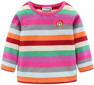 littlespring boys girls cotton 🌈 t-shirt: stylish colorful rainbow stripe tee logo