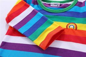 img 2 attached to LittleSpring Boys Girls Cotton 🌈 T-Shirt: Stylish Colorful Rainbow Stripe Tee