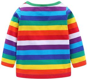 img 3 attached to LittleSpring Boys Girls Cotton 🌈 T-Shirt: Stylish Colorful Rainbow Stripe Tee