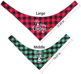 img 3 attached to 🎄 2 Pack Christmas Dog Plaid Bandanas by LayziePaw - Double Layered Pet Scarf Triangle Bibs for Medium and Large Dogs