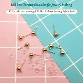 img 3 attached to 💎 150Pcs Ball Post Earring Studs with Loop and 200Pcs Clear Backs - Jewelry Making Findings in KC Gold