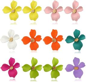 img 4 attached to 🌸 Stunning 8 Pairs Coadipress Bohemian Flower Stud Earrings Set for Women & Girls - Elegant Matte Finish with Gold Faux Flower Bud Design - Chic Daisy Jewelry Gifts