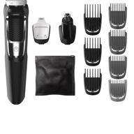 🧔 philips norelco multigroom all-in-one trimmer series 3000, 13 piece men's grooming kit, for beard, face, nose, and ear hair trimming, hair clipping, no blade oil required, mg3750/60 logo