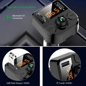 img 1 attached to 🚗 Bluetooth FM Transmitter for Car with BT 5.0, 3.1A Adapter & Hands-Free Calls - Music Player, Charger Kit, 2 USB Ports and U Disk/TF Card Support