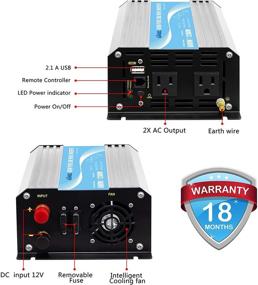 img 2 attached to GIANDEL 600W Pure Sine Wave Power Inverter 12V DC to 110V 120V - Remote Control, Dual AC Outlets, USB Port - Ideal for RVs, Cars, Solar Systems, Emergencies