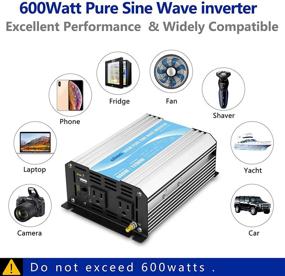 img 3 attached to GIANDEL 600W Pure Sine Wave Power Inverter 12V DC to 110V 120V - Remote Control, Dual AC Outlets, USB Port - Ideal for RVs, Cars, Solar Systems, Emergencies