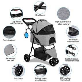 img 2 attached to 🐾 Convenient 3-in-1 Folding Dog Stroller with Removable Carrier for Small Dogs and Cats – Perfect Travel Companion with 3 Wheels