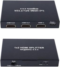 img 2 attached to DTECH 4K HDMI Splitter: 1x2 Port for Dual Monitor Sharing/Duplicating UHD Video - 60hz, HDR, 18Gbps, HDCP 2.2, EDID, 3D - HDMI 2.0 Technology