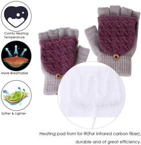 img 2 attached to Oenbopo USB Heated Gloves Winter Half Fingers - USB Heating Warm Gloves in Light Gray and Purple
