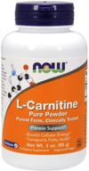 l-carnitine tartrate pure powder by now supplements - boost cellular energy, essential amino acid, 3-ounce logo