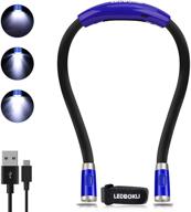 📚 ledbokli hands-free neck reading light, blue, rechargeable book light with 4 led bulbs, 3 adjustable brightness levels, usb cable, and buckle included логотип