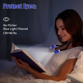 img 3 attached to 📚 LEDBOKLI Hands-Free Neck Reading Light, Blue, Rechargeable Book Light with 4 LED Bulbs, 3 Adjustable Brightness Levels, USB Cable, and Buckle Included