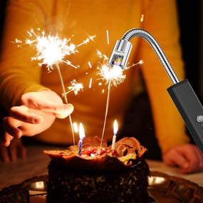 img 2 attached to 🕯️ USB Rechargeable Candle Lighter - Long Wand Flexible Electric Arc Lighter for Camping, BBQs, and Fireworks