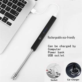 img 3 attached to 🕯️ USB Rechargeable Candle Lighter - Long Wand Flexible Electric Arc Lighter for Camping, BBQs, and Fireworks