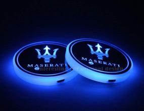 img 1 attached to 2 шт. Светильники для держателя кубка LED для Maserati - 7 цветов изменения USB-зарядный коврик светящегося держателя кубка, светодиодная лампа внутренней атмосферы для Maserati - улучшенный SEO.